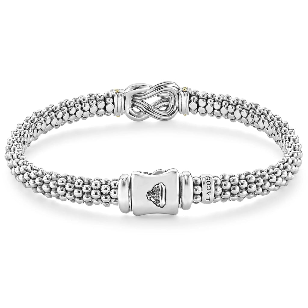 "Newport" Two-Tone Knot Diamond Caviar Bracelet (7)