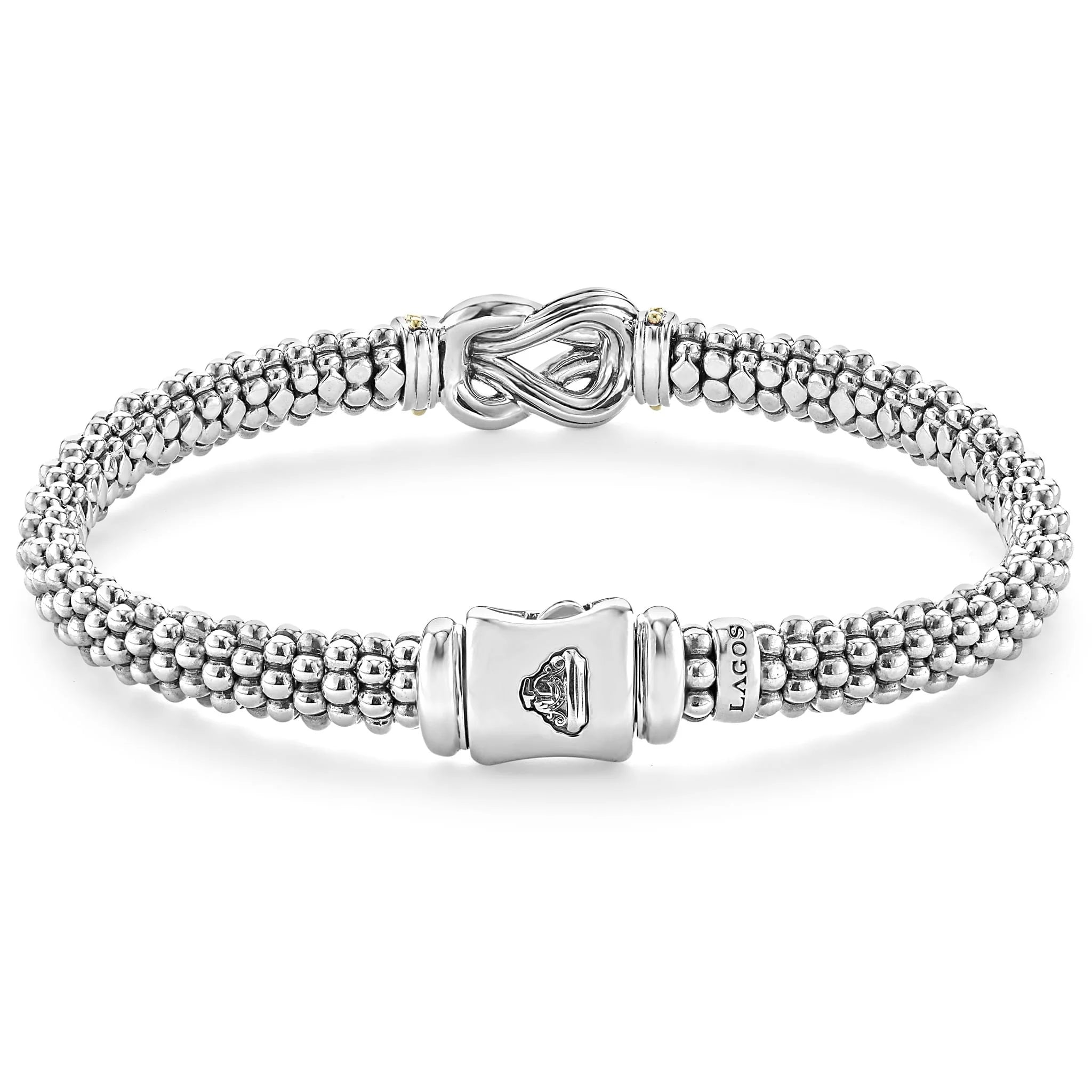 "Newport" Two-Tone Knot Diamond Caviar Bracelet (7)