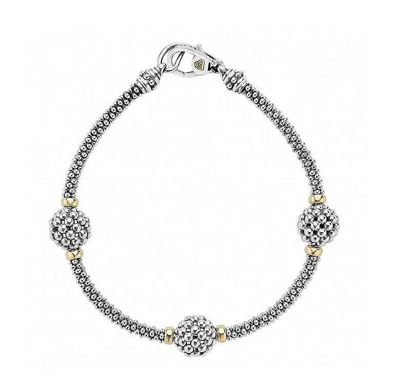 LAGOS "Signature Caviar" Beaded Bracelet with 3 Caviar Stations, Size 8