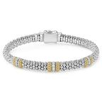 "Caviar Lux" Three Station Diamond Caviar Bracelet, Size 7