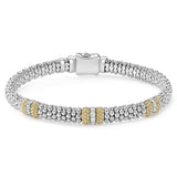 "Caviar Lux" Three Station Diamond Caviar Bracelet, Size 7
