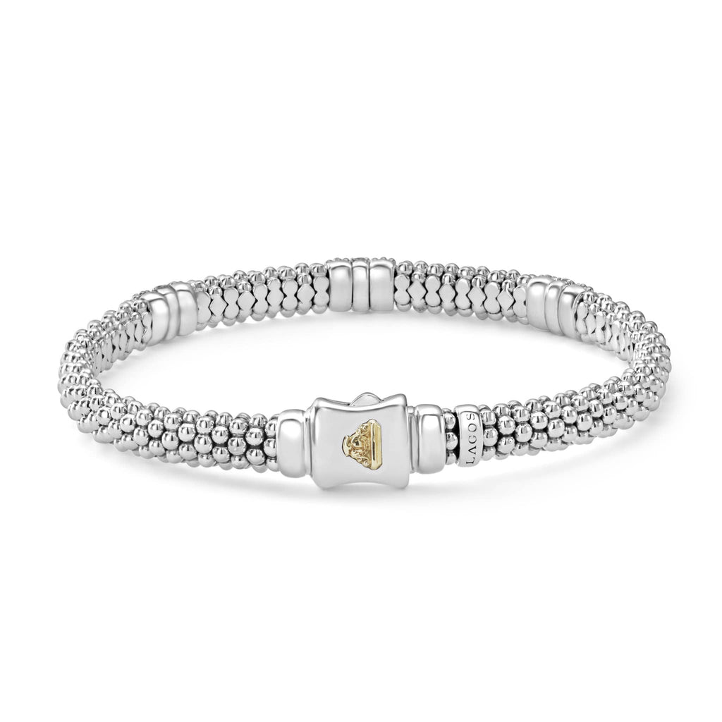 "Caviar Lux" Three Station Diamond Caviar Bracelet, Size 7