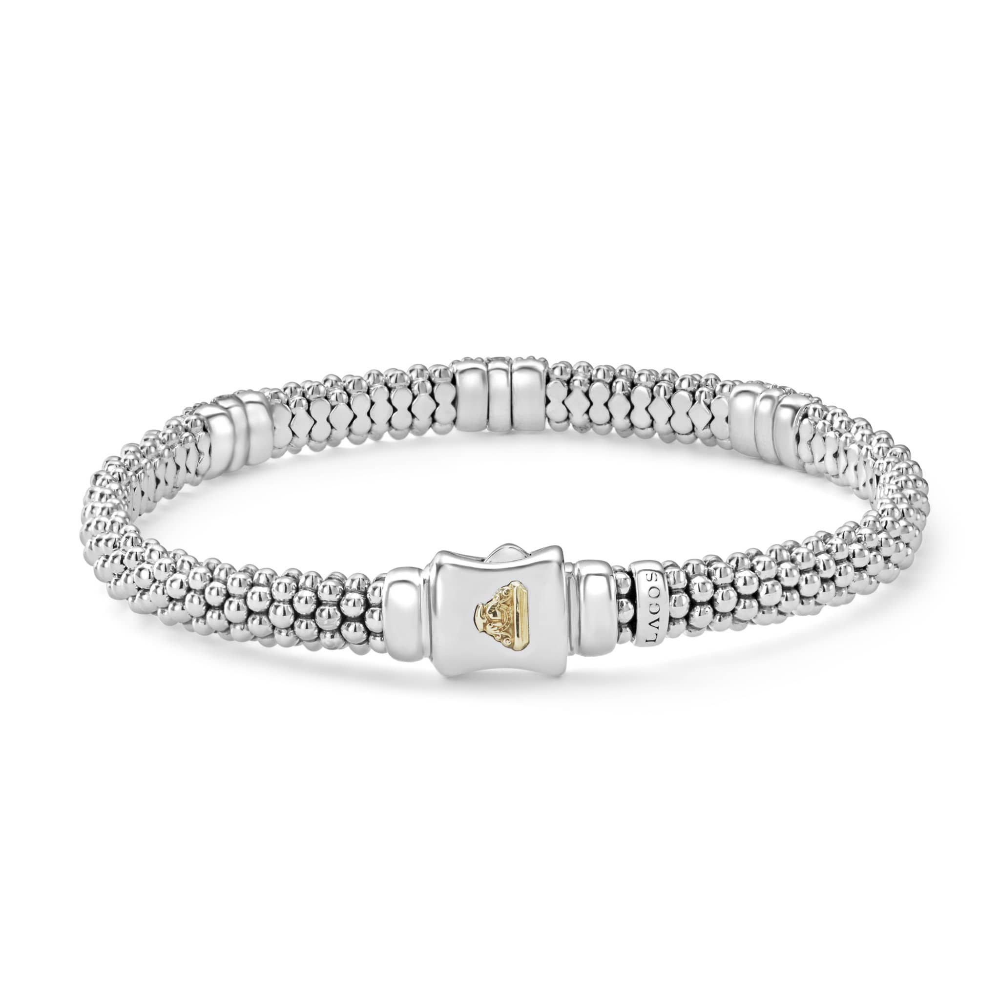 "Caviar Lux" Three Station Diamond Caviar Bracelet, Size 7