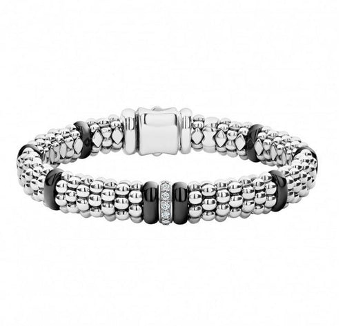 LAGOS "Black Caviar" Medium Diamond Caviar Bracelet