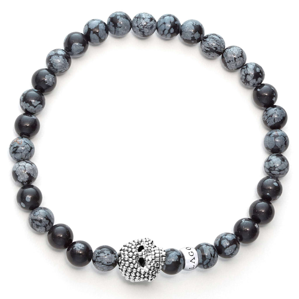 "Anthem" Snowflake Obsidian Skull Bracelet (8)