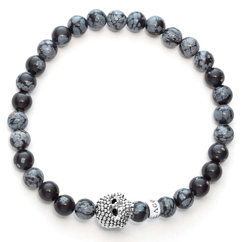 "Anthem" Snowflake Obsidian Skull Bracelet (8)