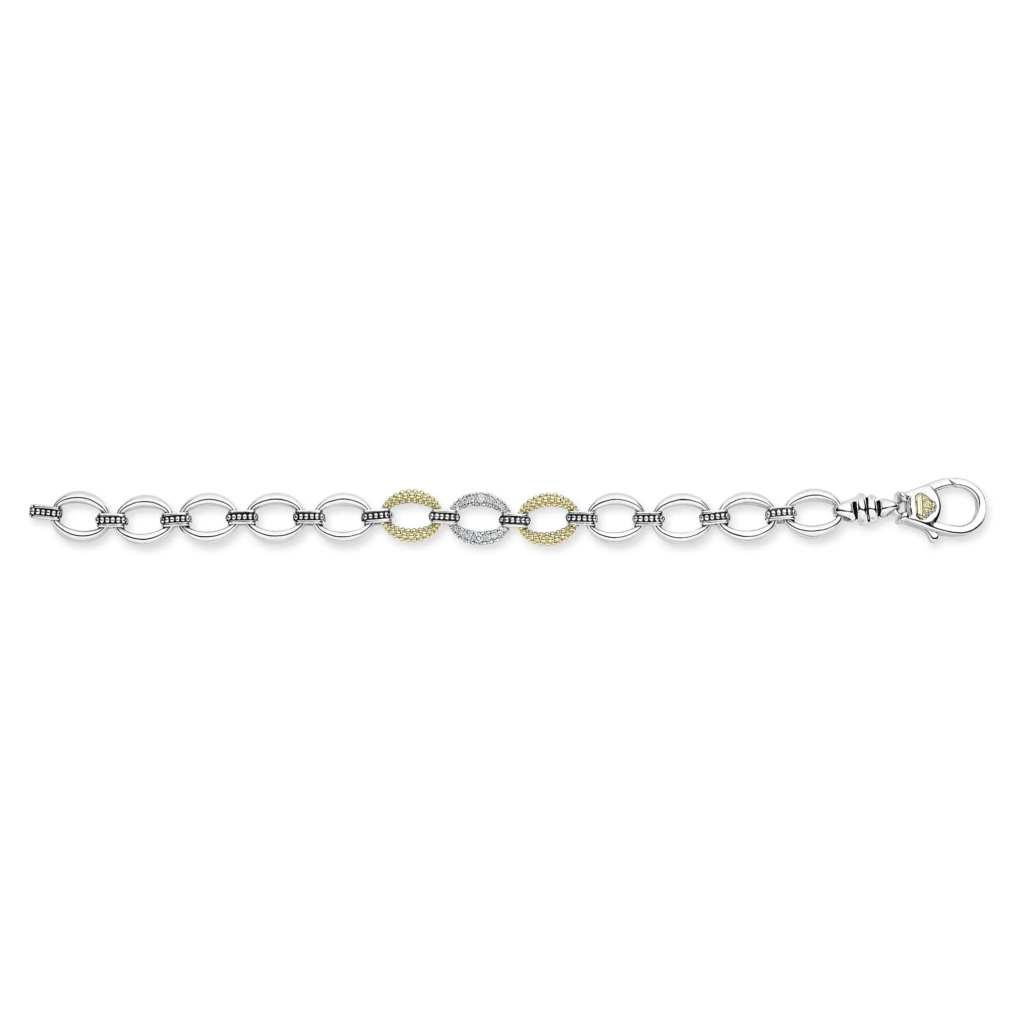 "Caviar Lux" Single Station Diamond Link Bracelet (7)