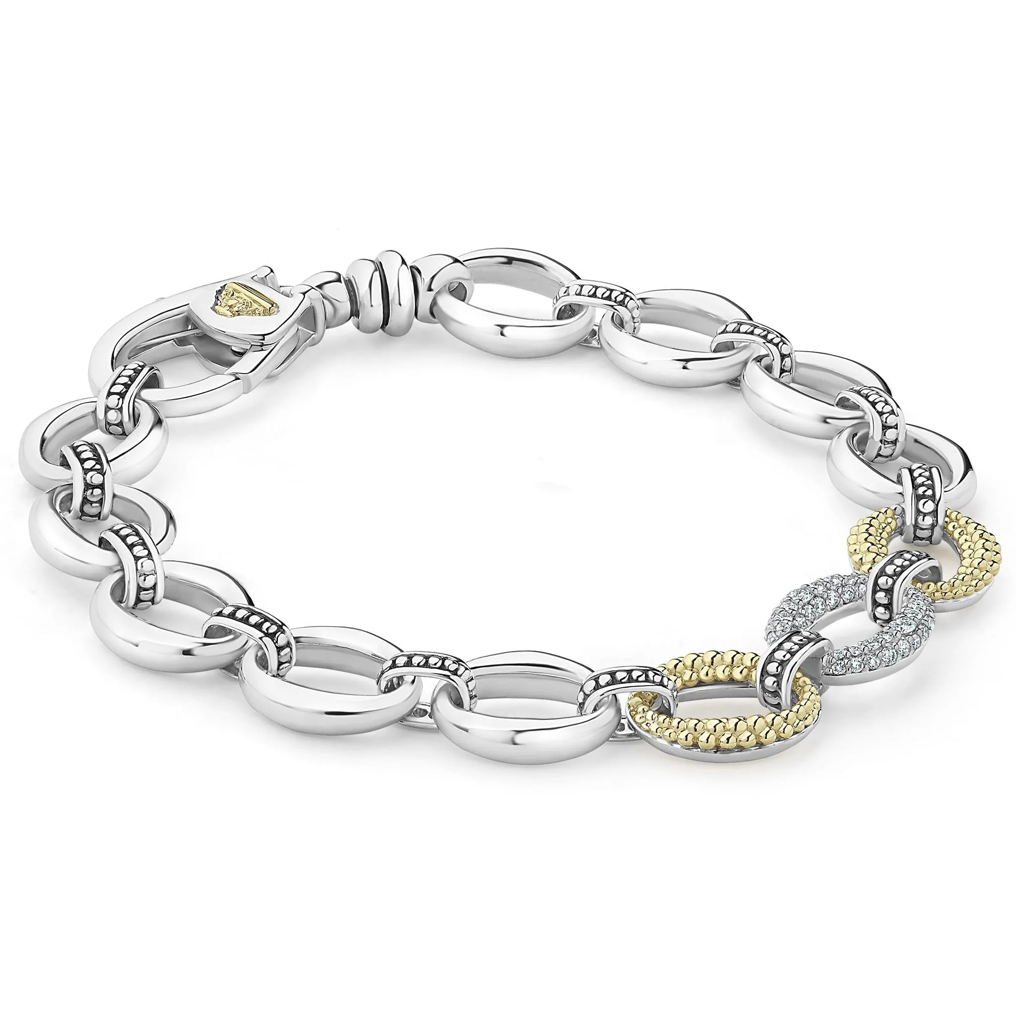 "Caviar Lux" Single Station Diamond Link Bracelet (7)