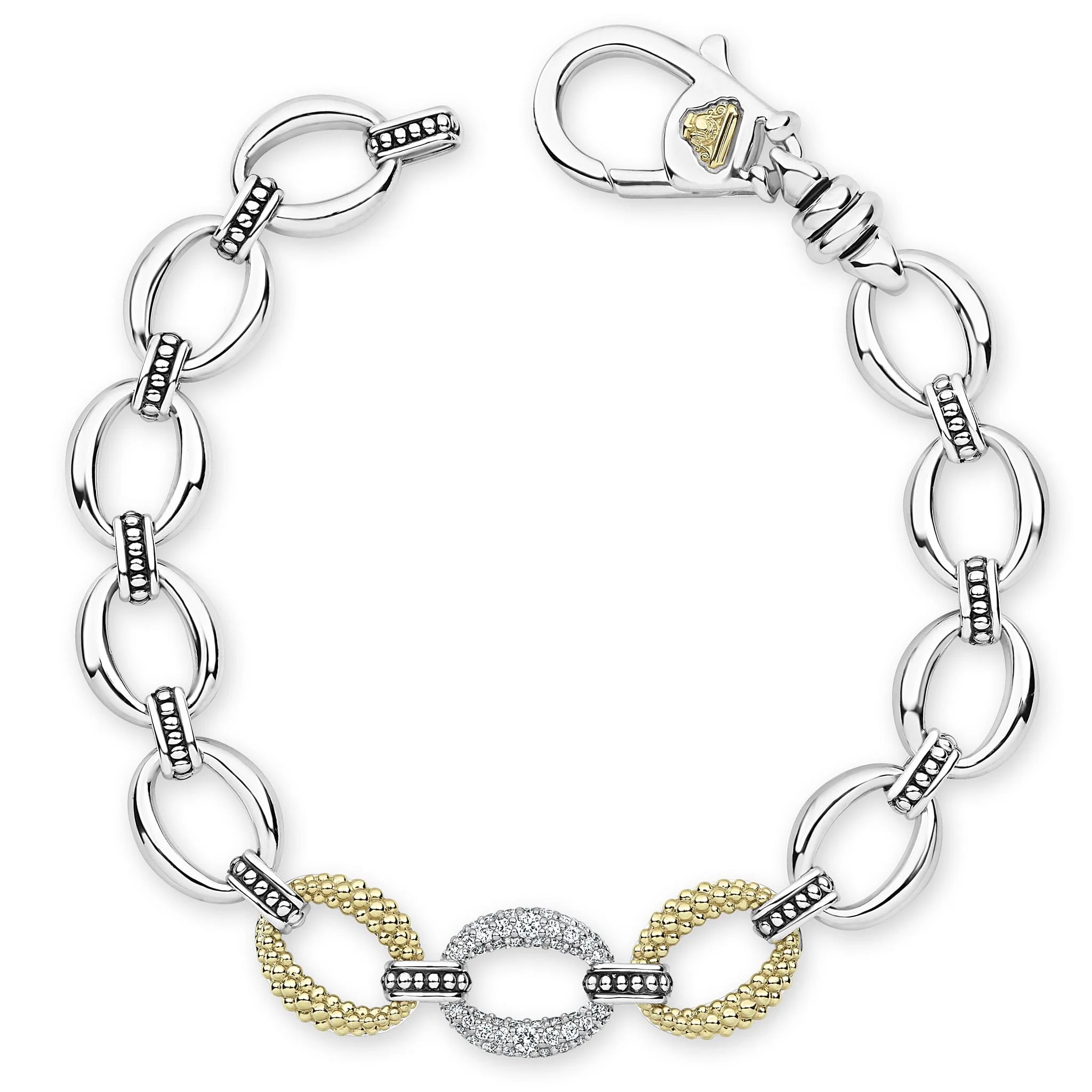 "Caviar Lux" Single Station Diamond Link Bracelet (7)