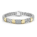 LAGOS "High Bar" 9mm Gold Diamond Station Caviar Bracelet