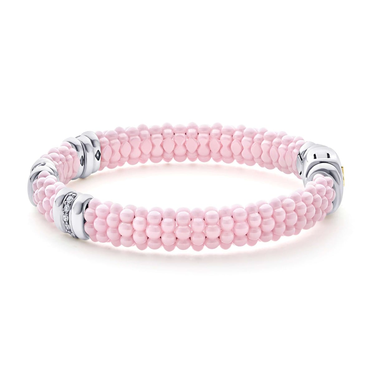 "Pink Caviar" Three Station Diamond Caviar Bracelet (7)