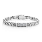 LAGOS  "Signature Caviar" 6mm Sterling Silver Diamond Caviar Bracelet