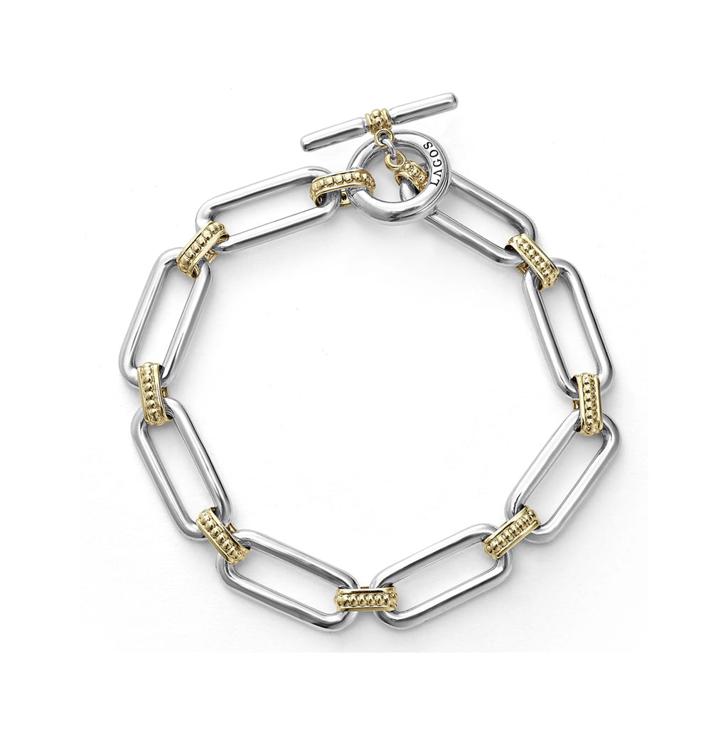 LAGOS Signature Caviar Two Tone Link Drop Necklace
