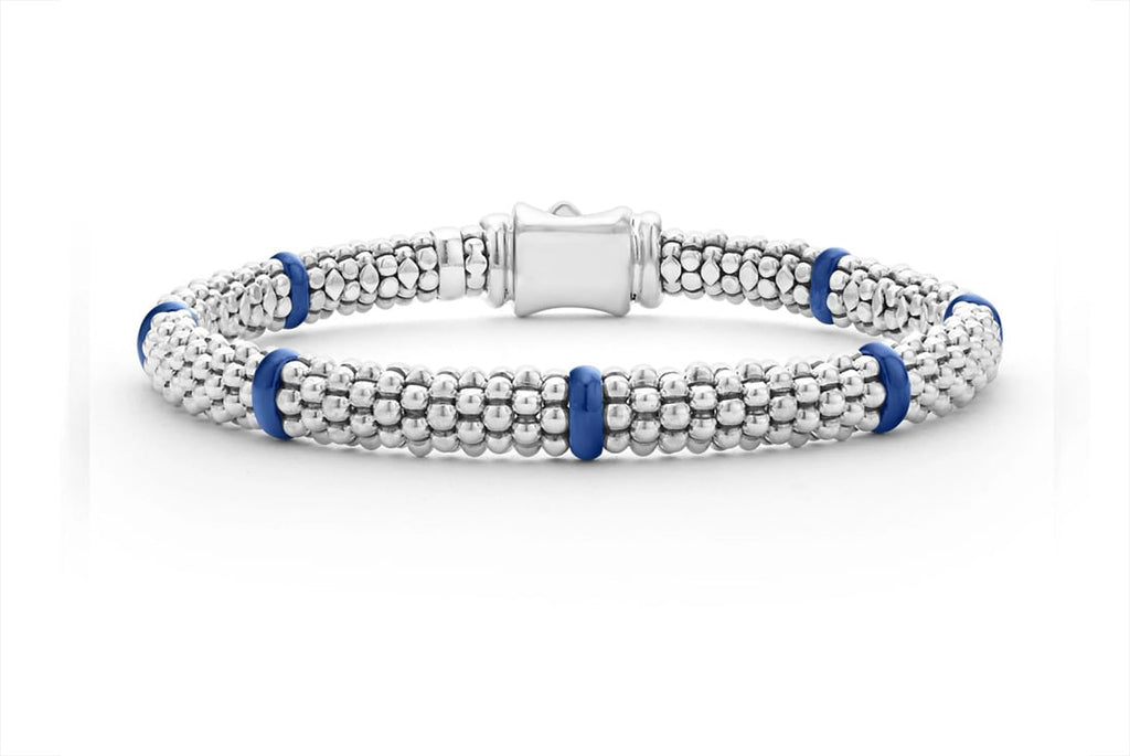 LAGOS "Blue Caviar" Ceramic Station Caviar Bracelet, Size 7