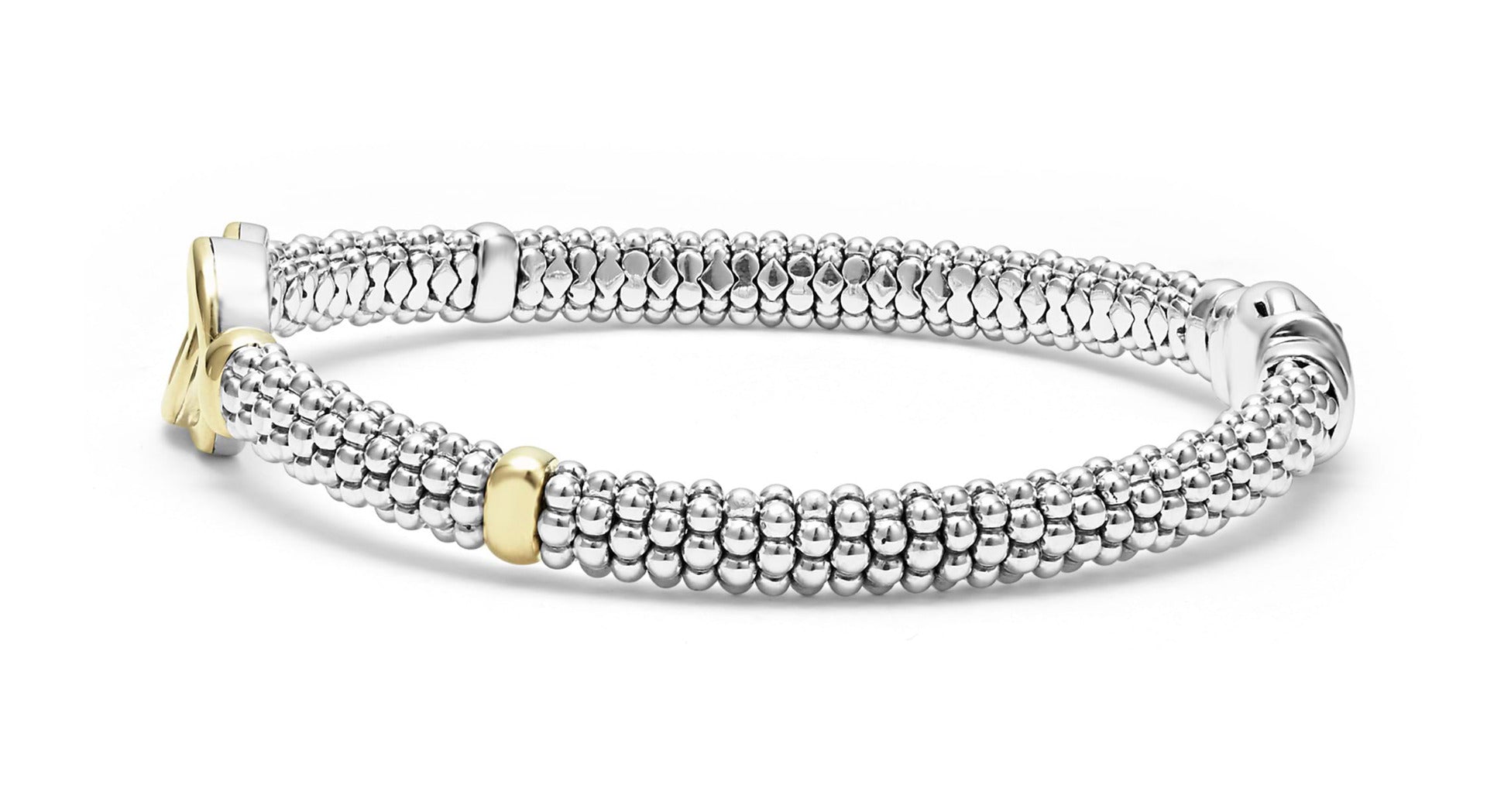"Signature Caviar" Two-Tone Interlocking Caviar Bracelet (7)