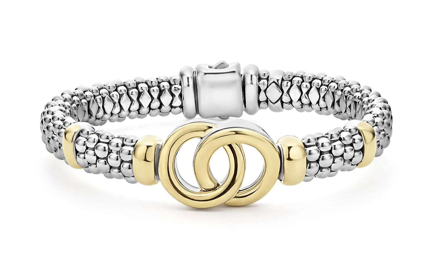 LAGOS "Signature Caviar" Two-Tone Interlocking Caviar Bracelet (7)