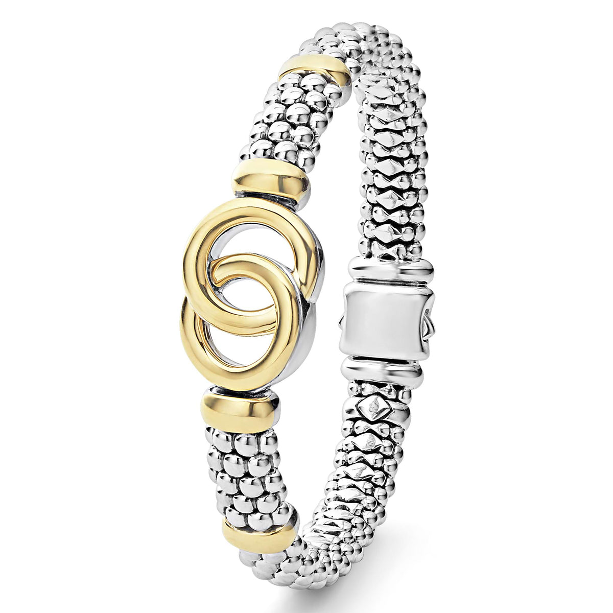 "Signature Caviar" Two-Tone Interlocking Caviar Bracelet (7)