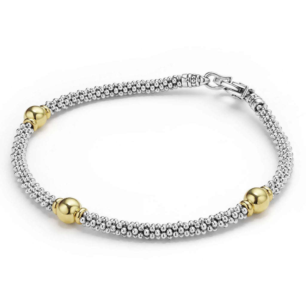 "Signature Caviar" Two-Tone Station Bracelet (7)