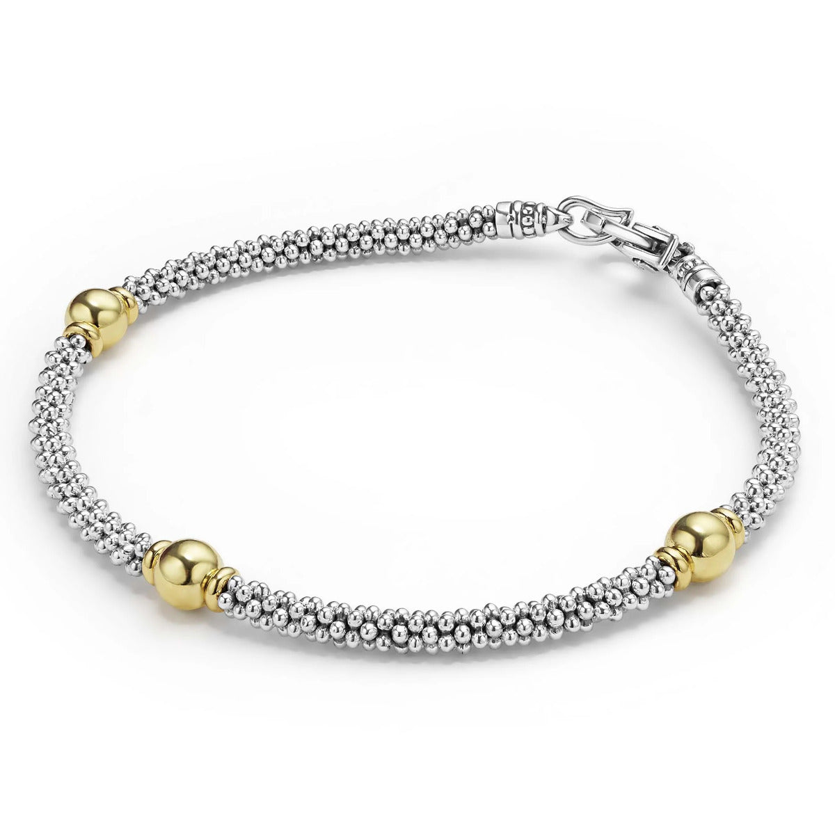 "Signature Caviar" Two-Tone Station Bracelet (7)