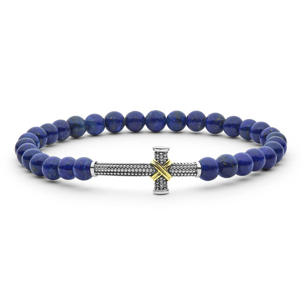LAGOS "Anthem" Lapis Cross Beaded Stretch Bracelet (8)