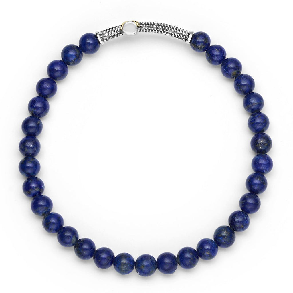 "Anthem" Lapis Cross Beaded Stretch Bracelet (8)