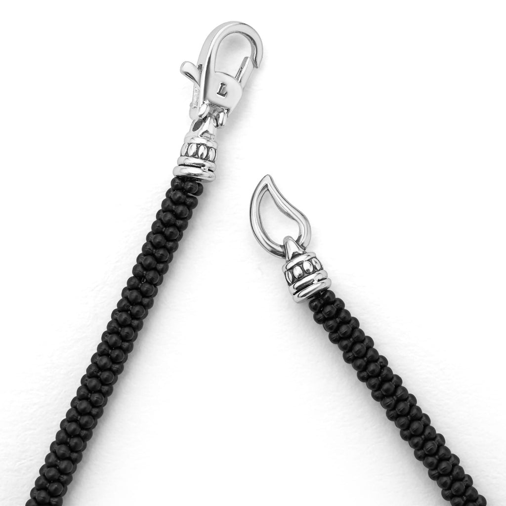 "Black Caviar" Three Silver Station Matte Ceramic Bracelet (8)