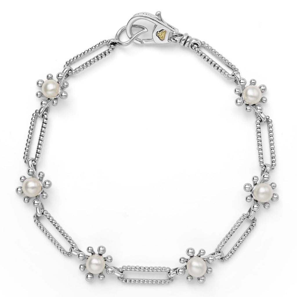 LAGOS "Luna" Fleur Pearl Link Bracelet (7) | Louis Anthony Jewelers