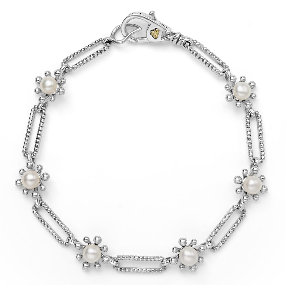 LAGOS "Luna" Fleur Pearl Link Bracelet (7) | Louis Anthony Jewelers