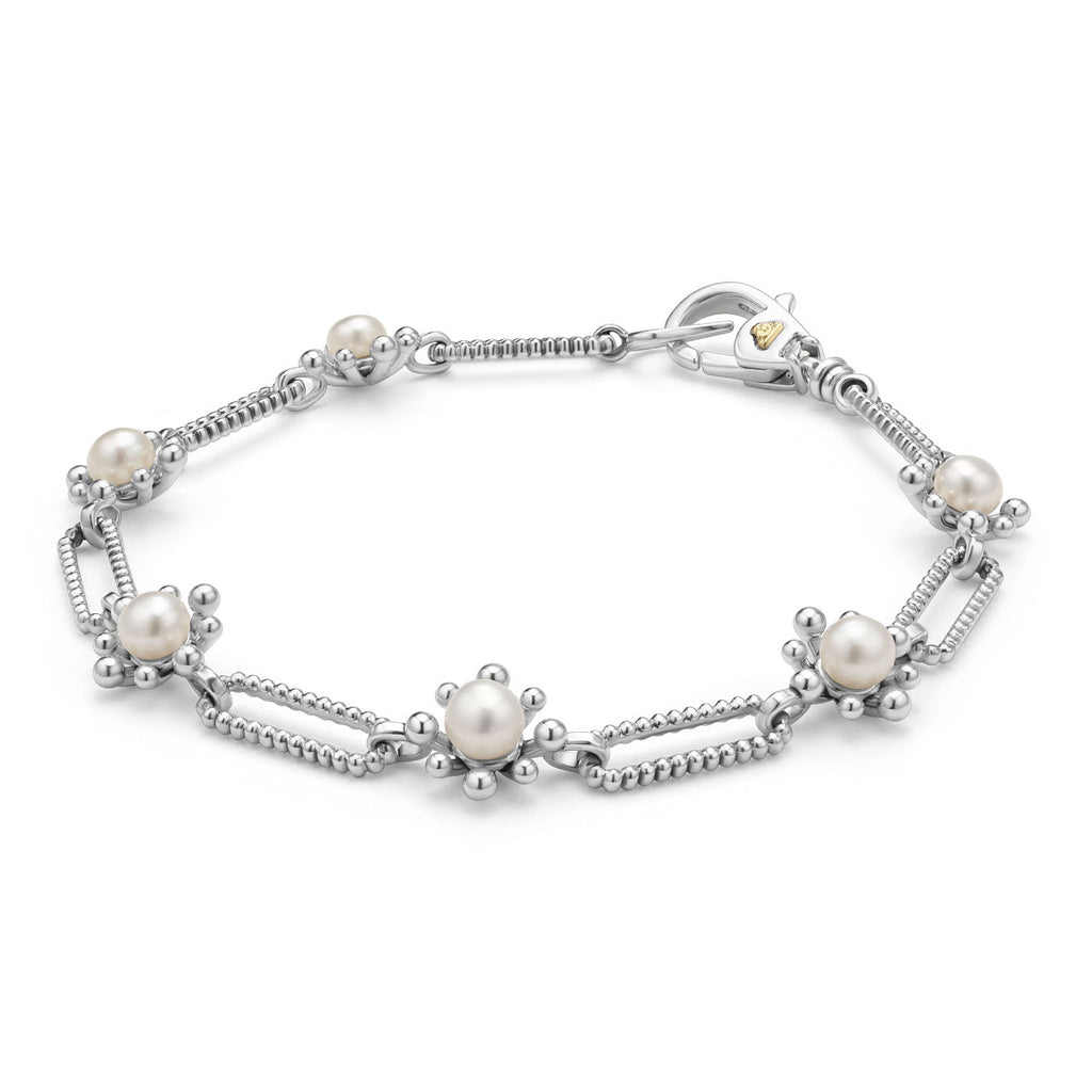"Luna" Fleur Pearl Link Bracelet (7)