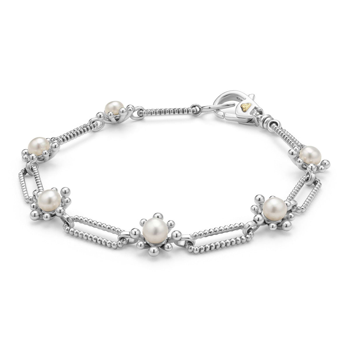 "Luna" Fleur Pearl Link Bracelet (7)