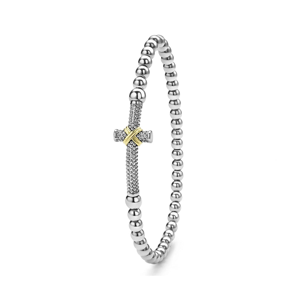 "Signature Caviar" Two-Tone Caviar Cross Stretch Bracelet