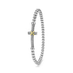 "Signature Caviar" Two-Tone Caviar Cross Stretch Bracelet