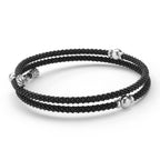 "Black Caviar" Ceramic Beaded Silver Station Double Wrap Bracelet