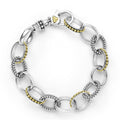 LAGOS "Signature Caviar" Two Tone Link Medium Diamond Bracelet