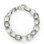 LAGOS "Signature Caviar" Two Tone Link Medium Diamond Bracelet