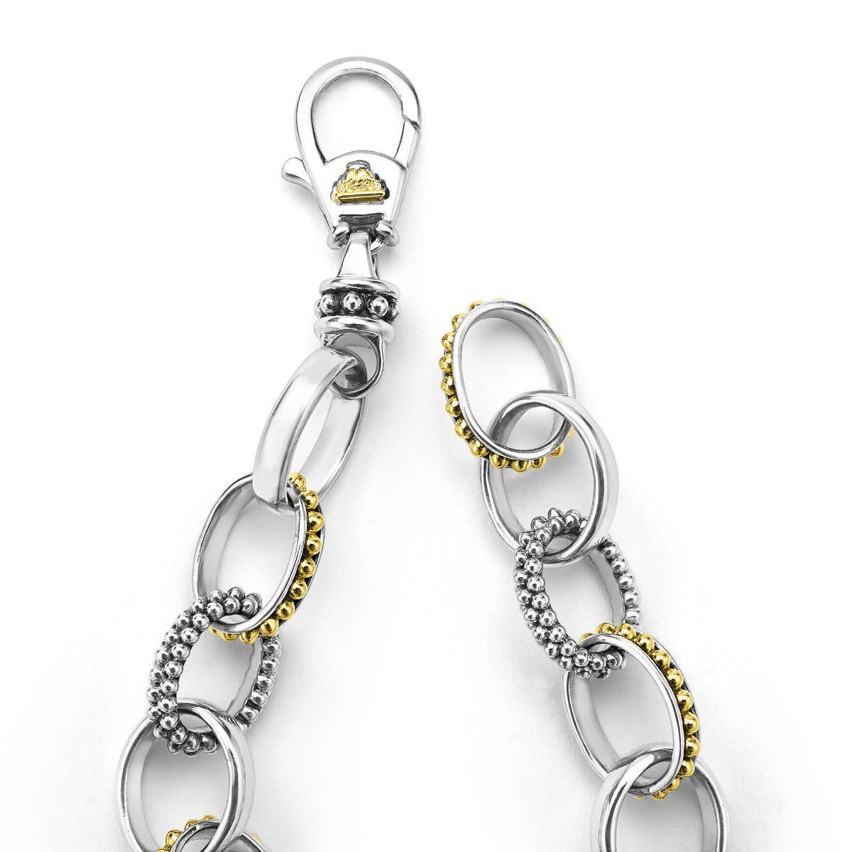"Signature Caviar" Two Tone Caviar Link Bracelet