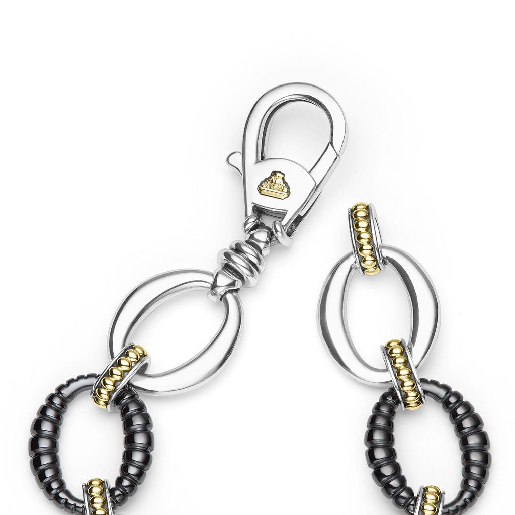 "Black Caviar" Two-Tone Black Ceramic Link Bracelet