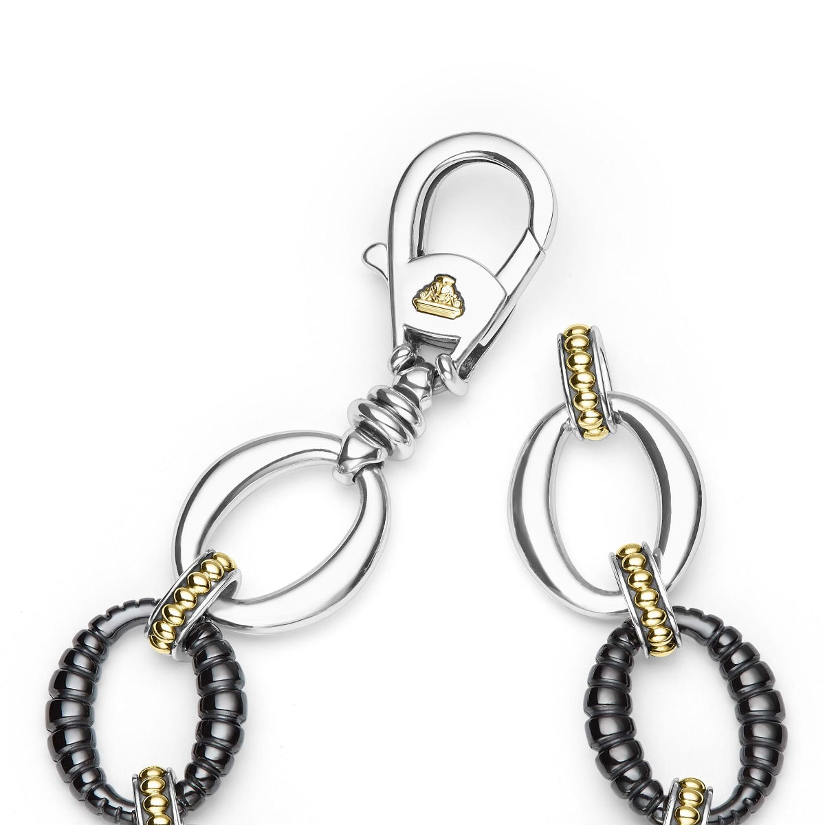 "Black Caviar" Two-Tone Black Ceramic Link Bracelet