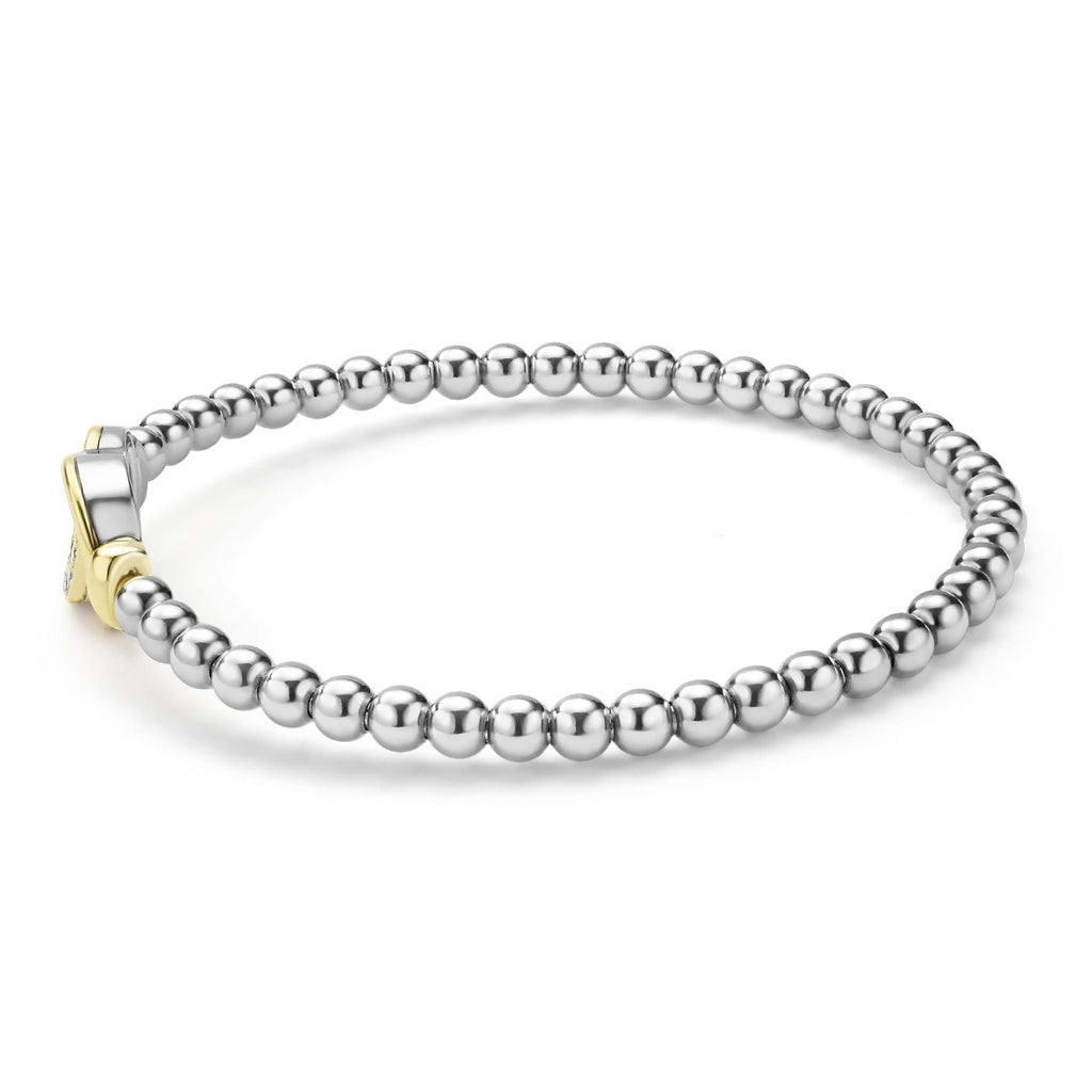 "Signature Caviar" Two-Tone Interlocking Diamond Stretch Bracelet (7)