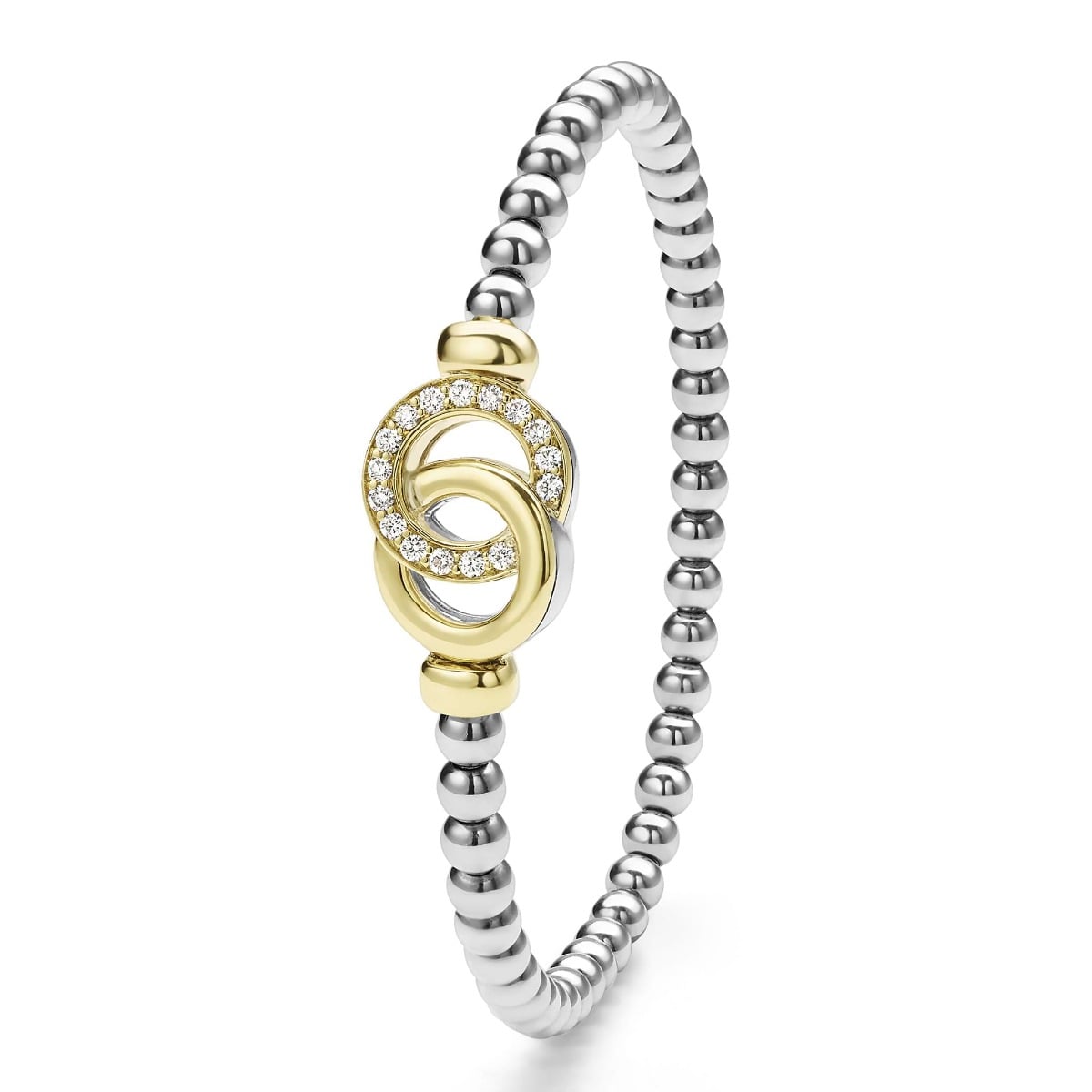 "Signature Caviar" Two-Tone Interlocking Diamond Stretch Bracelet (7)