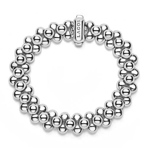 "Caviar Bubbly" Silver Beaded Cuff Bracelet (7)