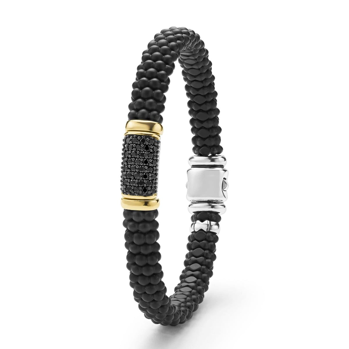 LAGOS Two-Tone Matte Black Ceramic Black Diamond Bracelet