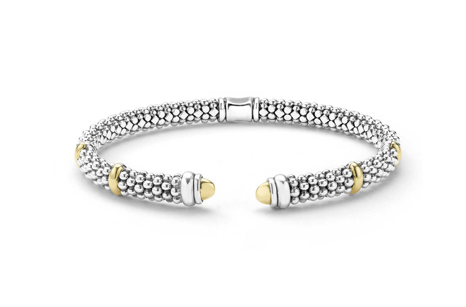 LAGOS "Signature Caviar" Two-Tone Caviar Versa Torque Bracelet (7)
