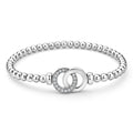 "Signature Caviar" Silver Interlocking Diamond Stretch Bracelet