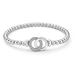"Signature Caviar" Silver Interlocking Diamond Stretch Bracelet