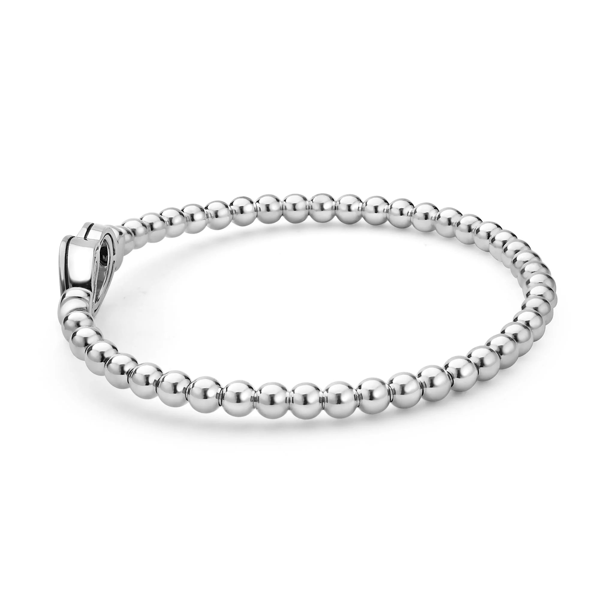 "Signature Caviar" Silver Interlocking Diamond Stretch Bracelet