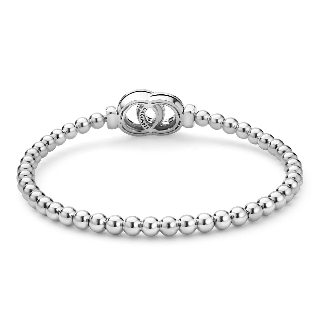 "Signature Caviar" Silver Interlocking Diamond Stretch Bracelet