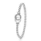 "Signature Caviar" Silver Interlocking Diamond Stretch Bracelet