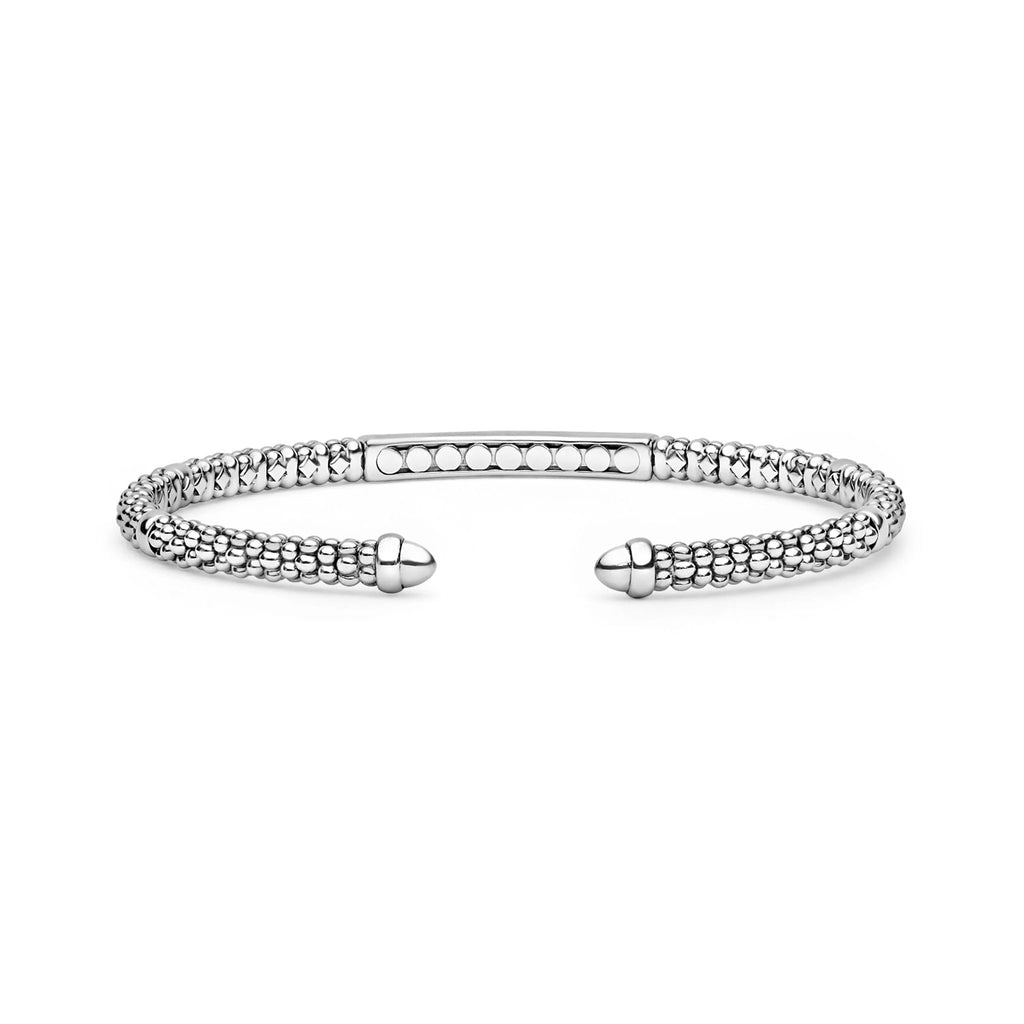 "Caviar Spark" Sterling Silver Diamond Station Mini Versa Torque Bracelet