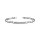 "Caviar Spark" Sterling Silver Diamond Station Mini Versa Torque Bracelet